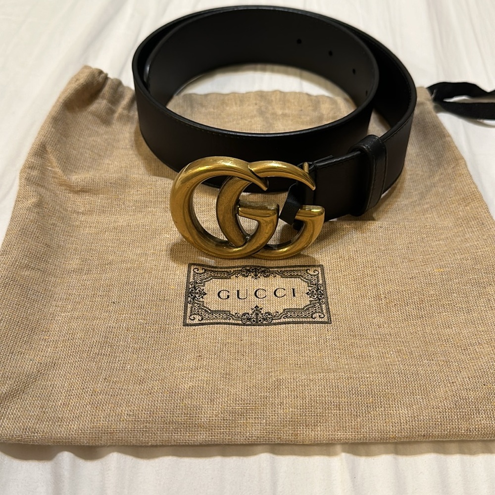 Gucci Belt Wide Leather Black Size 65 - Picture 2 of 11